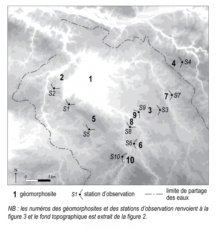 Figure 4 – localisation des géomorphosites et stations d’observation dans le bassin de Grand-Lieu 