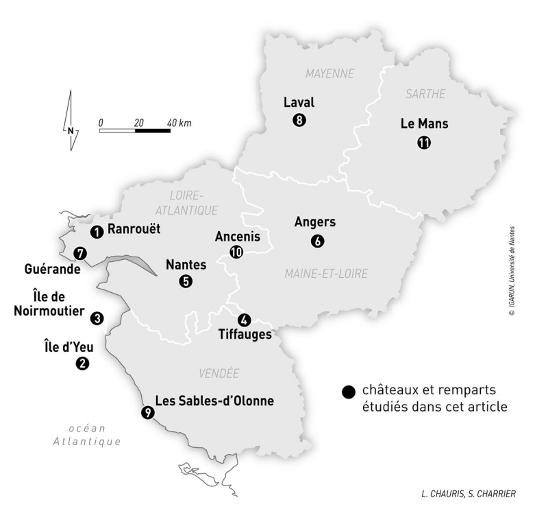 Figure 1 - Localisation des édifices dans les Pays de la Loire 