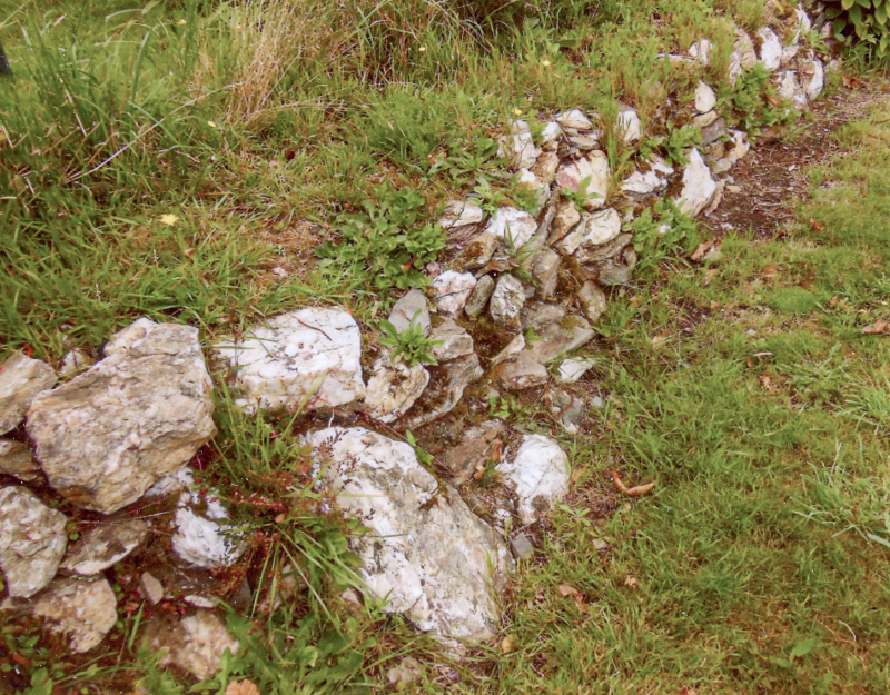 Photo 4 - Aux abords du phare de La Lande (Carantec), de nombreux blocs de quartz, utilisés dans un talus, indiquent la proximité d’un important filon 